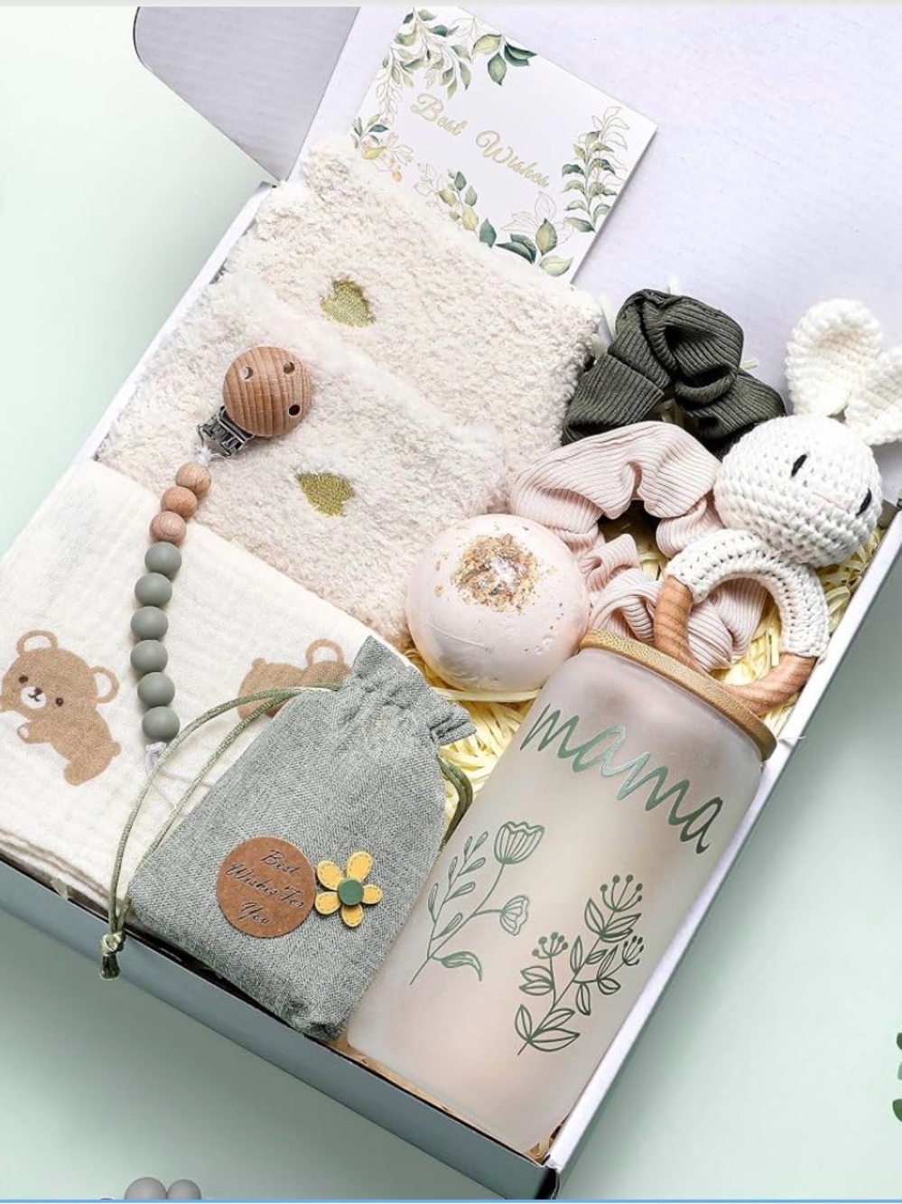 Baby Gift Set - Pink and Sage Kids Accessories Gift Box